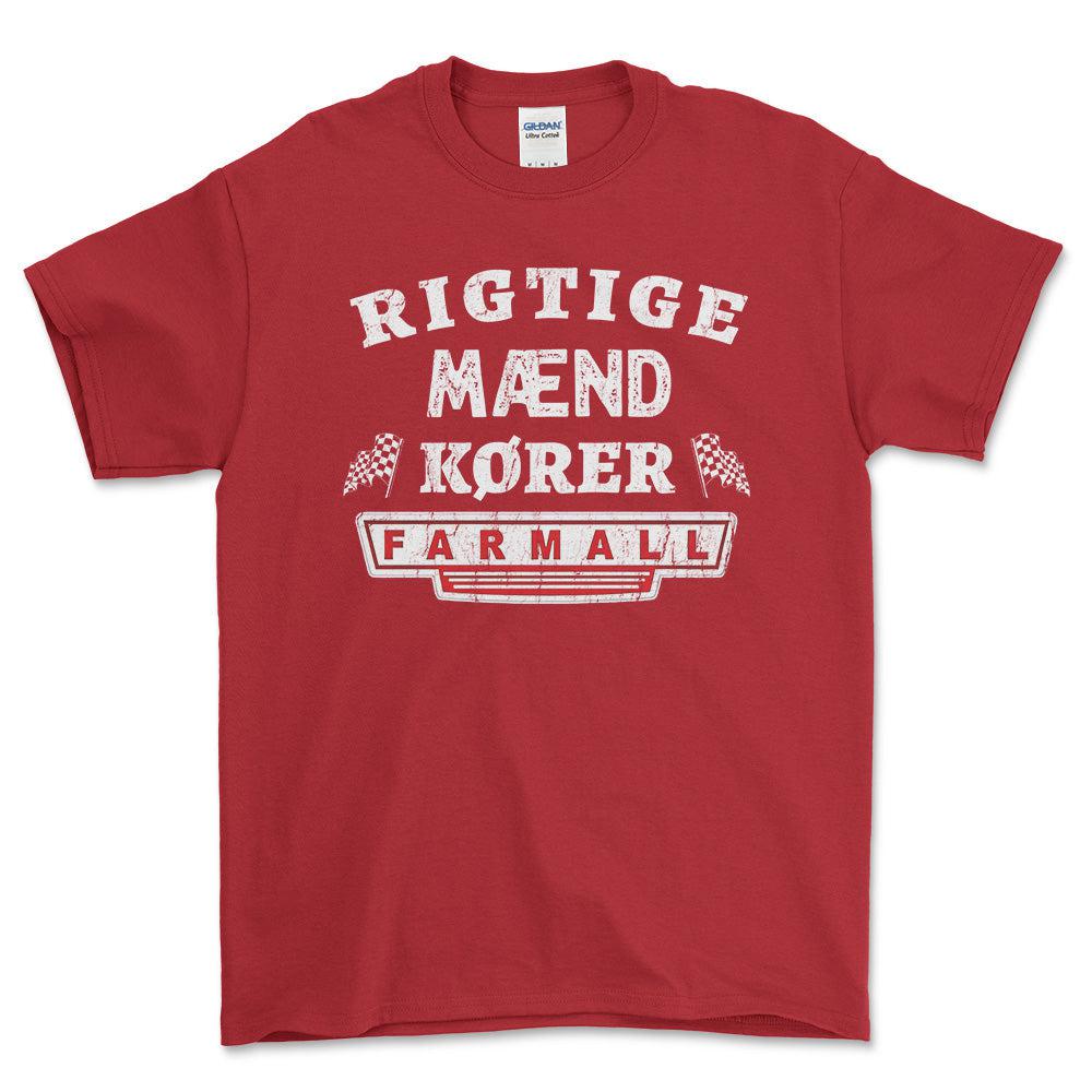 Farmall Rigtige Mænd Kører - Unisex T-Shirt , Bomuld-Beklædning-Farmall-Rød-S-Forside-Garage Culture Shop- garage - man cave - merchandise