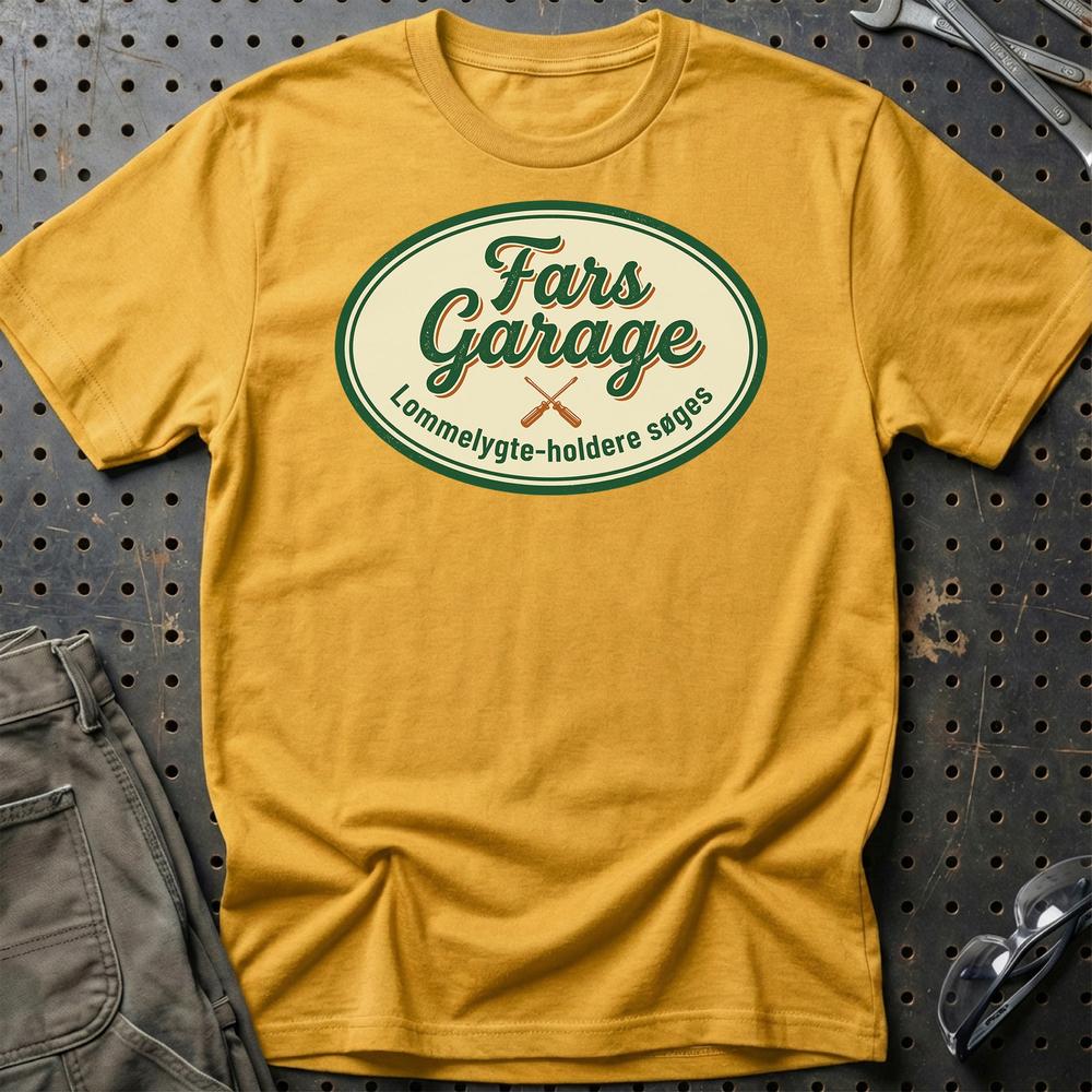 Fars Garage Lommelygte holdere søges - Unisex T-Shirt , Bomuld-Beklædning-Garage Culture-Guld-S-Garage Culture Shop- garage - man cave - merchandise
