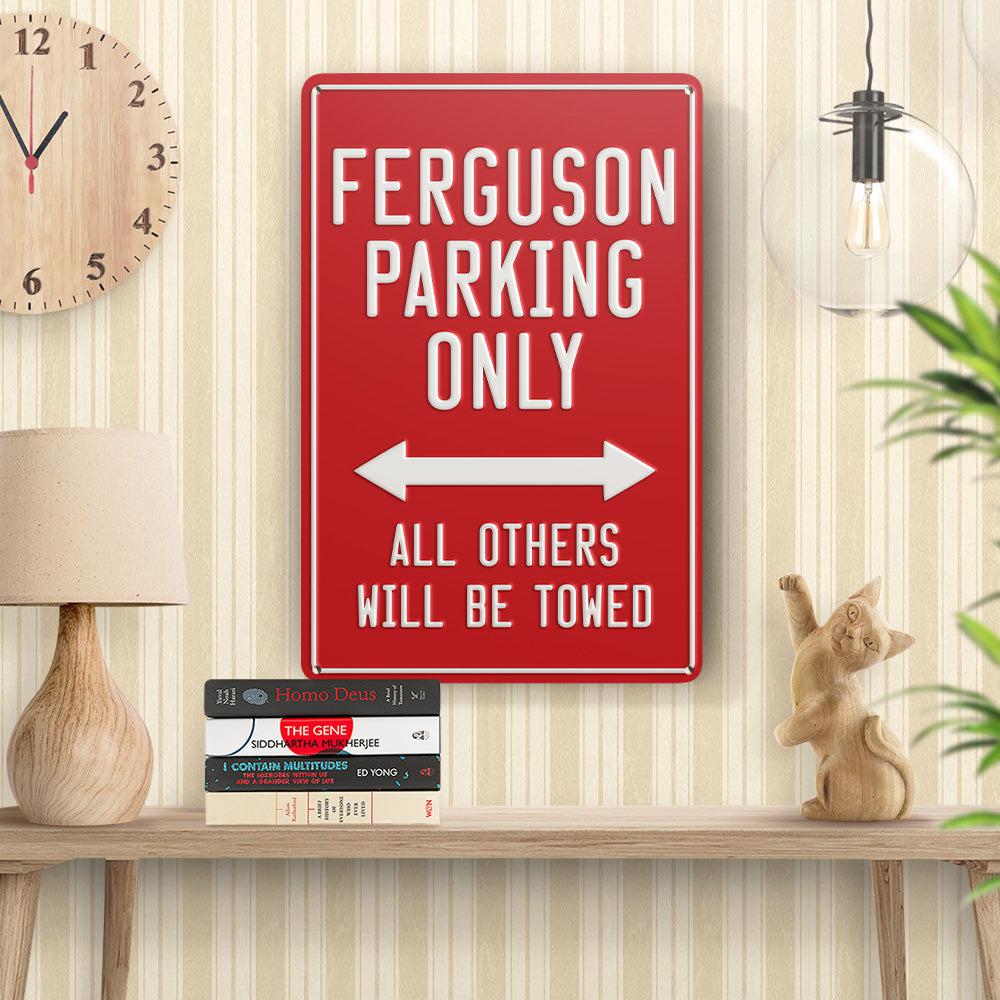 Ferguson Parking Only Skilte, Musemåtte, Dørmåtte-Parking skilte-Ferguson-Garage Culture Shop- garage - man cave - merchandise