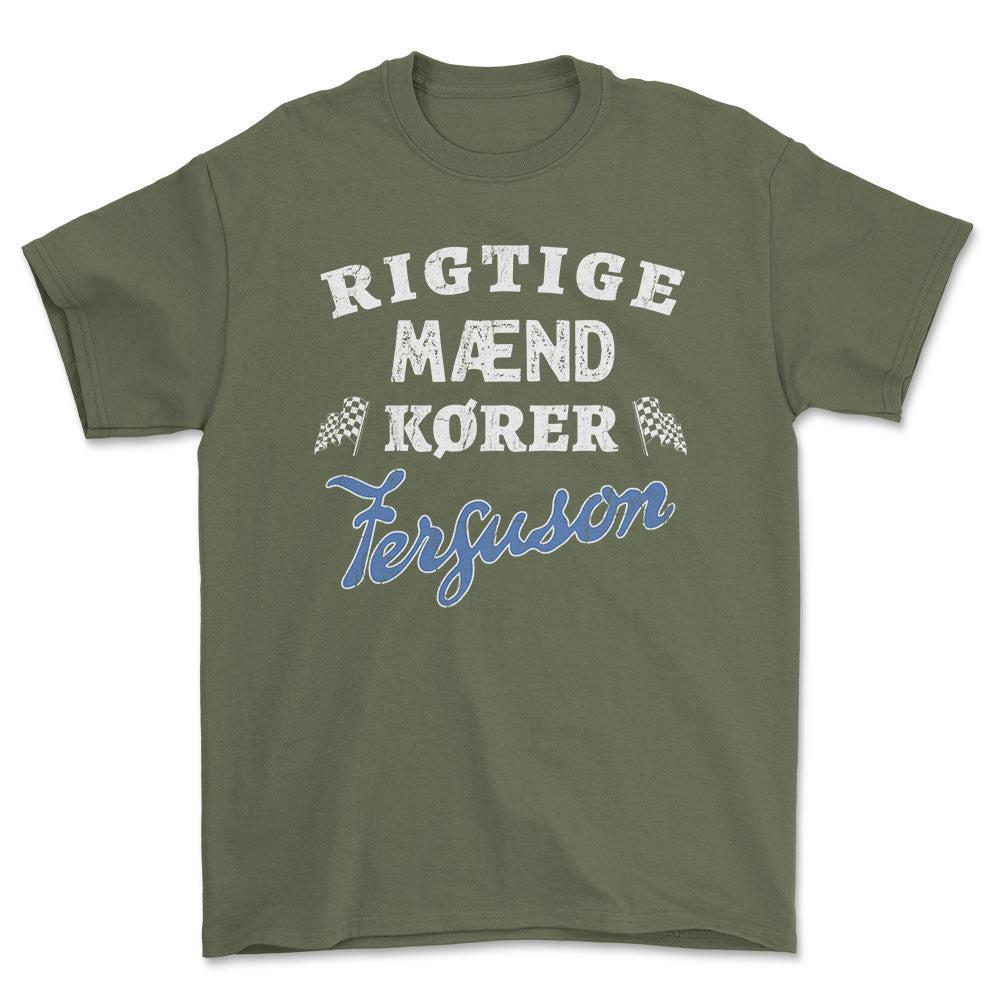 Ferguson Rigtige Mænd Kører - Unisex T-Shirt , Bomuld-Beklædning-Ferguson-Grøn Militær-S-Forside-Garage Culture Shop- garage - man cave - merchandise