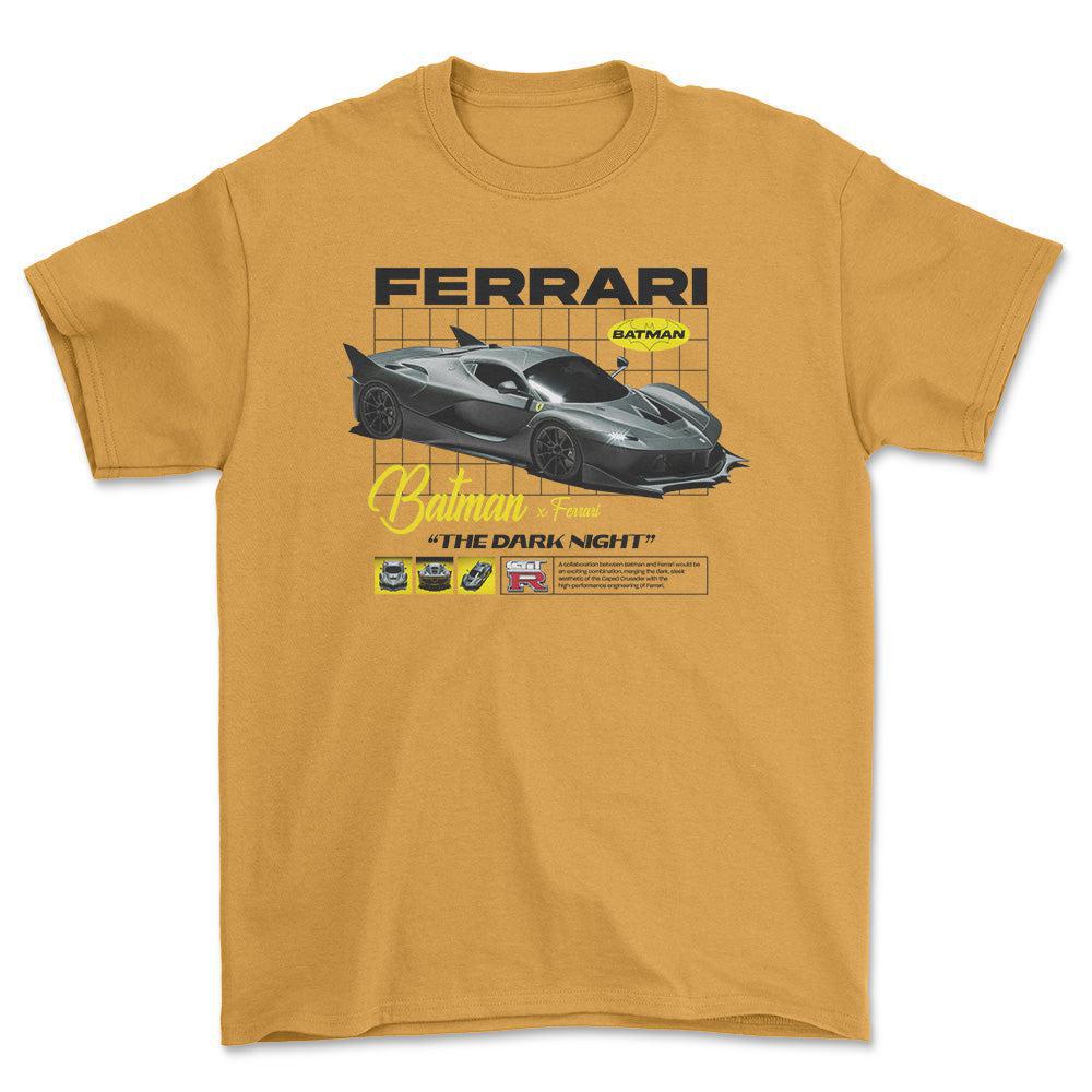 Ferrari Batman - Unisex T-Shirt , Bomuld-Beklædning-Ferrari-Guld-S-Forside-Garage Culture Shop- garage - man cave - merchandise