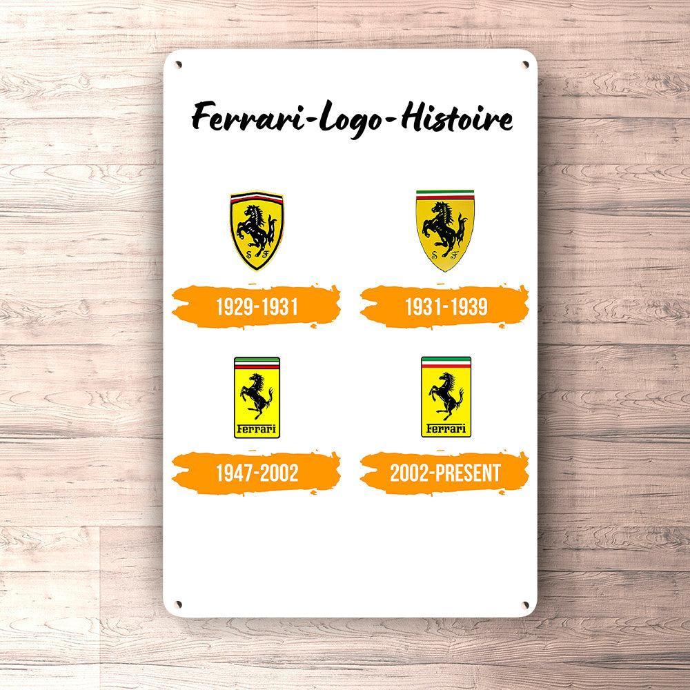 Ferrari Logo Histoire Skilte, Musemåtte, Dørmåtte , Plakat-Skilte-Ferrari-Garage Culture Shop- garage - man cave - merchandise