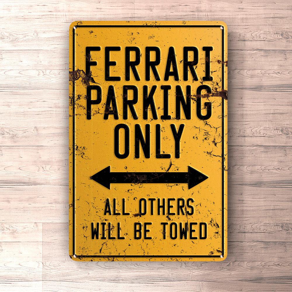 Ferrari Parking Only Skilte, Musemåtte, Dørmåtte-Parking skilte-Ferrari-Garage Culture Shop- garage - man cave - merchandise