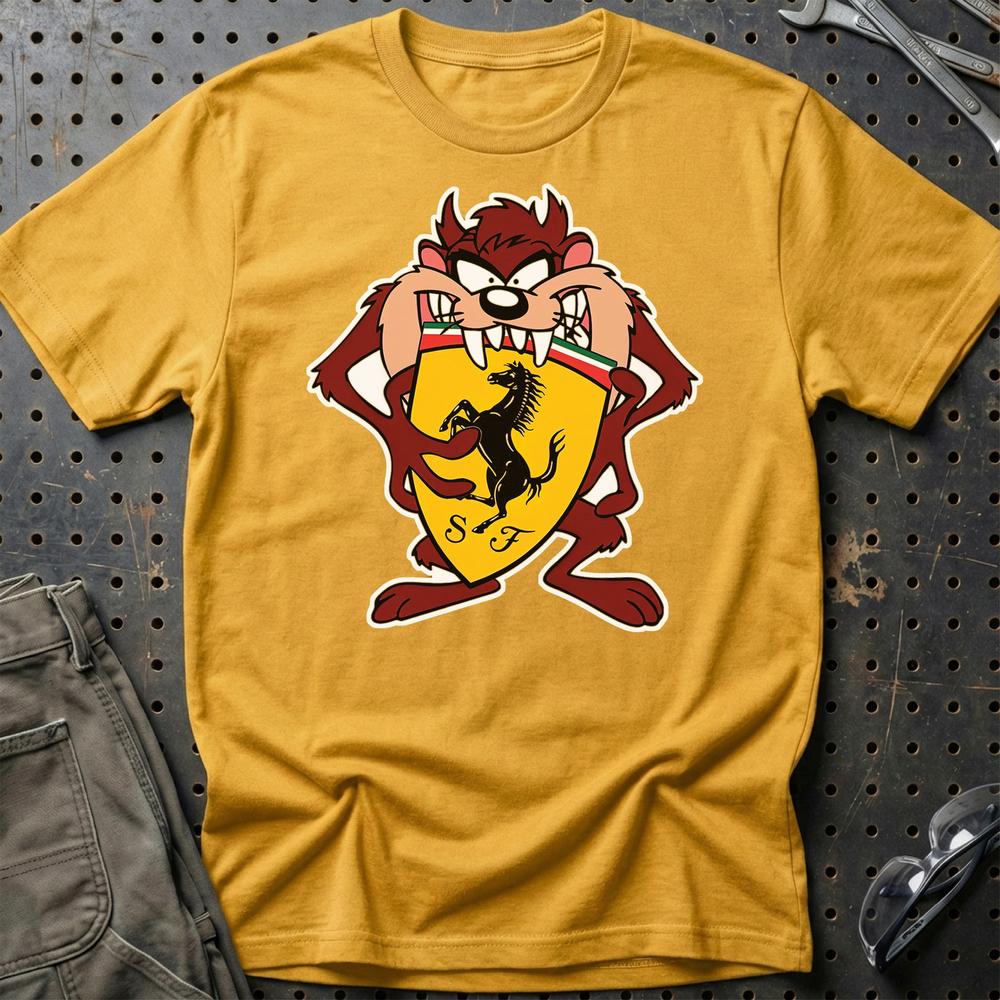 Ferrari TAZ Unisex T-Shirt , Bomuld-Beklædning-Ferrari-Guld-S-Garage Culture Shop- garage - man cave - merchandise