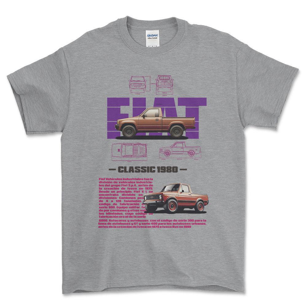 Fiat 1980 - Unisex T-Shirt , Bomuld-Beklædning-Fiat-Grå Sport-S-Forside-Garage Culture Shop- garage - man cave - merchandise