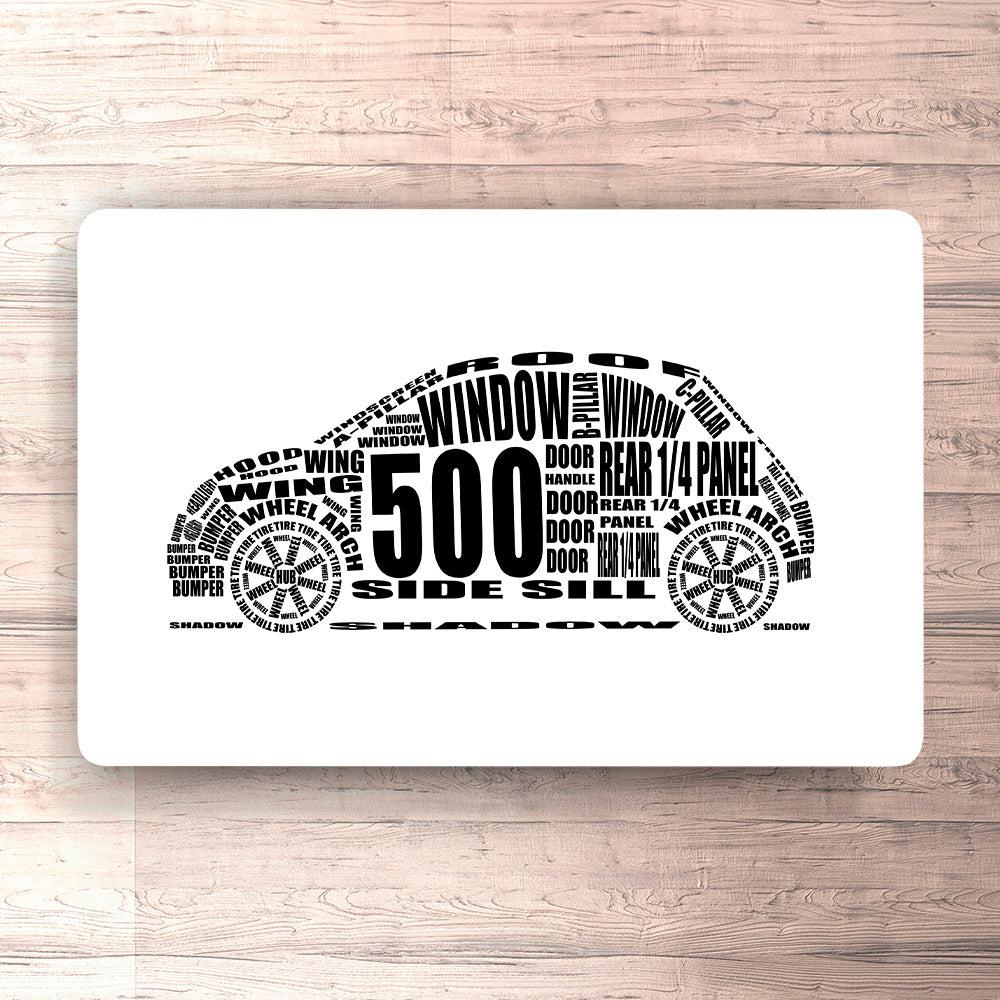 Fiat 500 Skilte, Musemåtte, Dørmåtte , Plakat-Skilte-Fiat-Garage Culture Shop- garage - man cave - merchandise