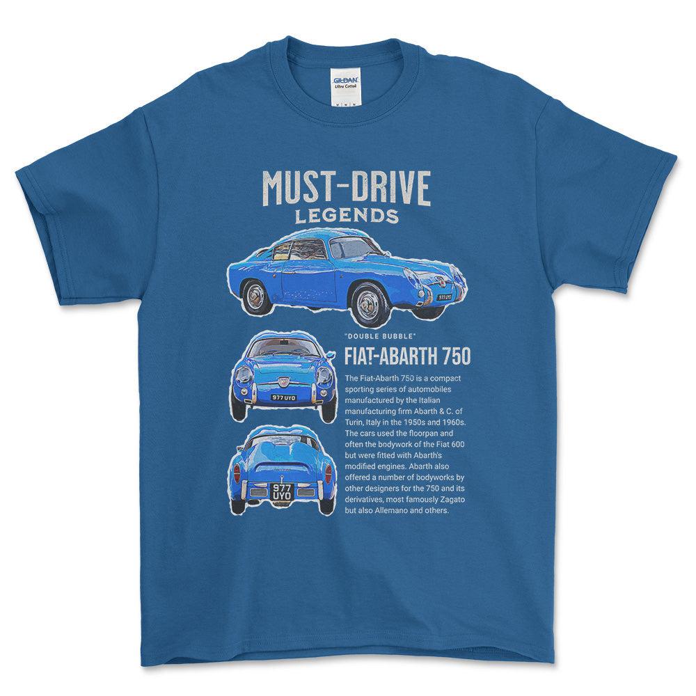 Fiat 750 - Unisex T-Shirt , Bomuld-Beklædning-Fiat-Blå Royal-S-Forside-Garage Culture Shop- garage - man cave - merchandise