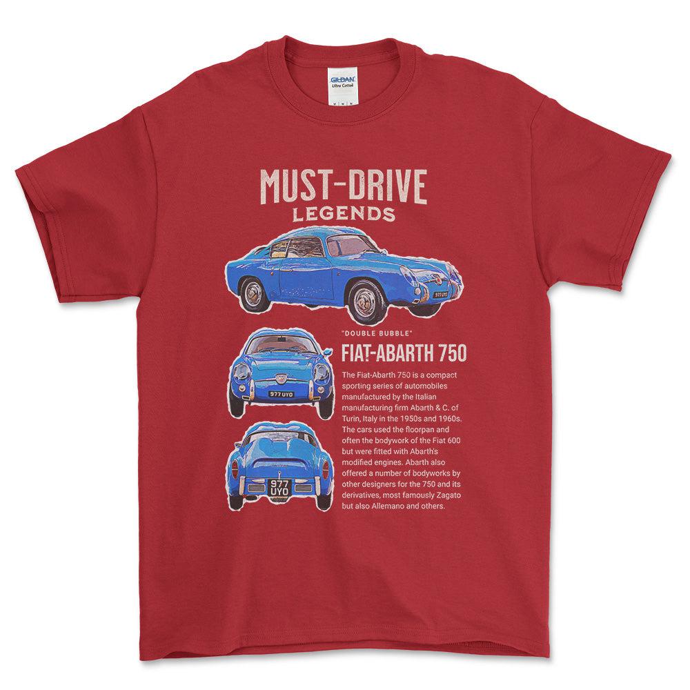 Fiat 750 - Unisex T-Shirt , Bomuld-Beklædning-Fiat-Rød-S-Forside-Garage Culture Shop- garage - man cave - merchandise