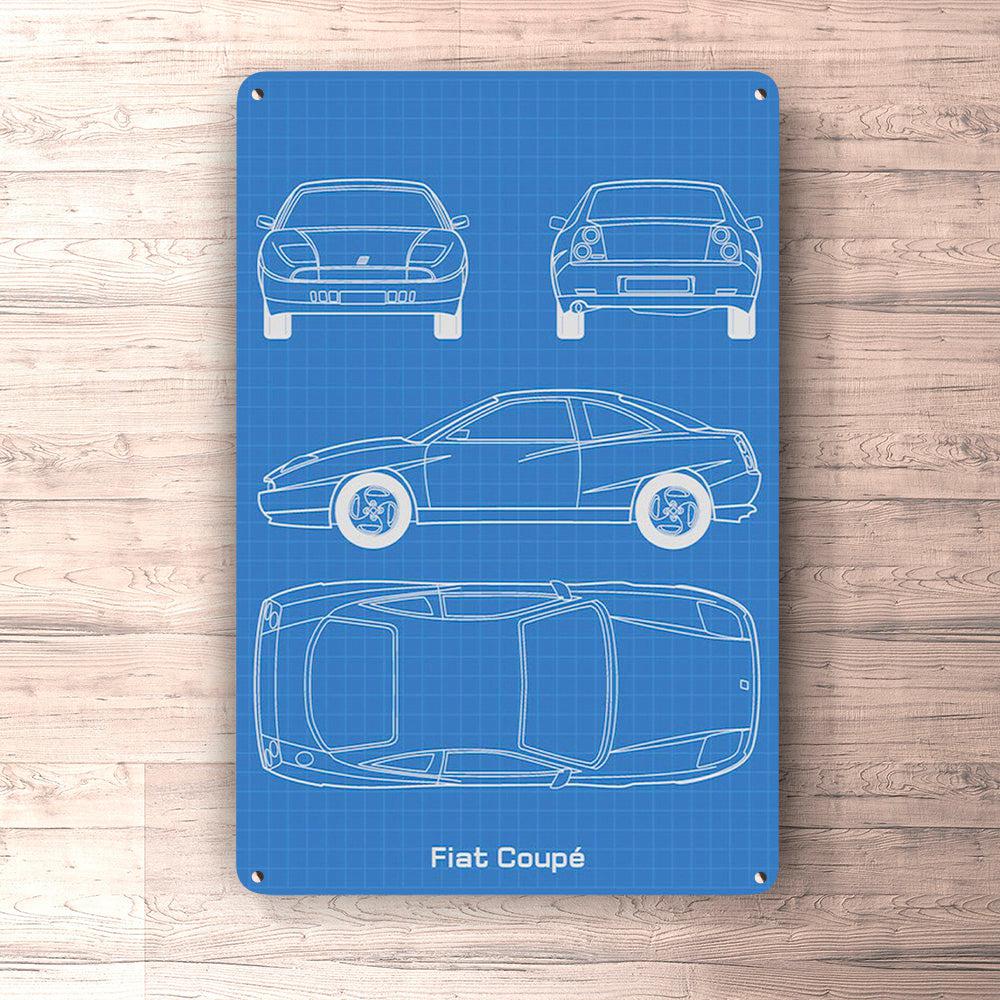 Fiat Coupé Blueprint Skilte, Musemåtte, Dørmåtte , Plakat-Blueprint-Fiat-Garage Culture Shop- garage - man cave - merchandise