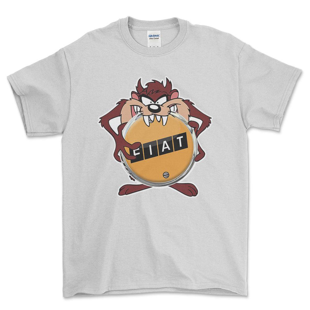 Fiat TAZ Unisex T-Shirt , Bomuld-Beklædning-Fiat-Hvid-S-Forside-Garage Culture Shop- garage - man cave - merchandise