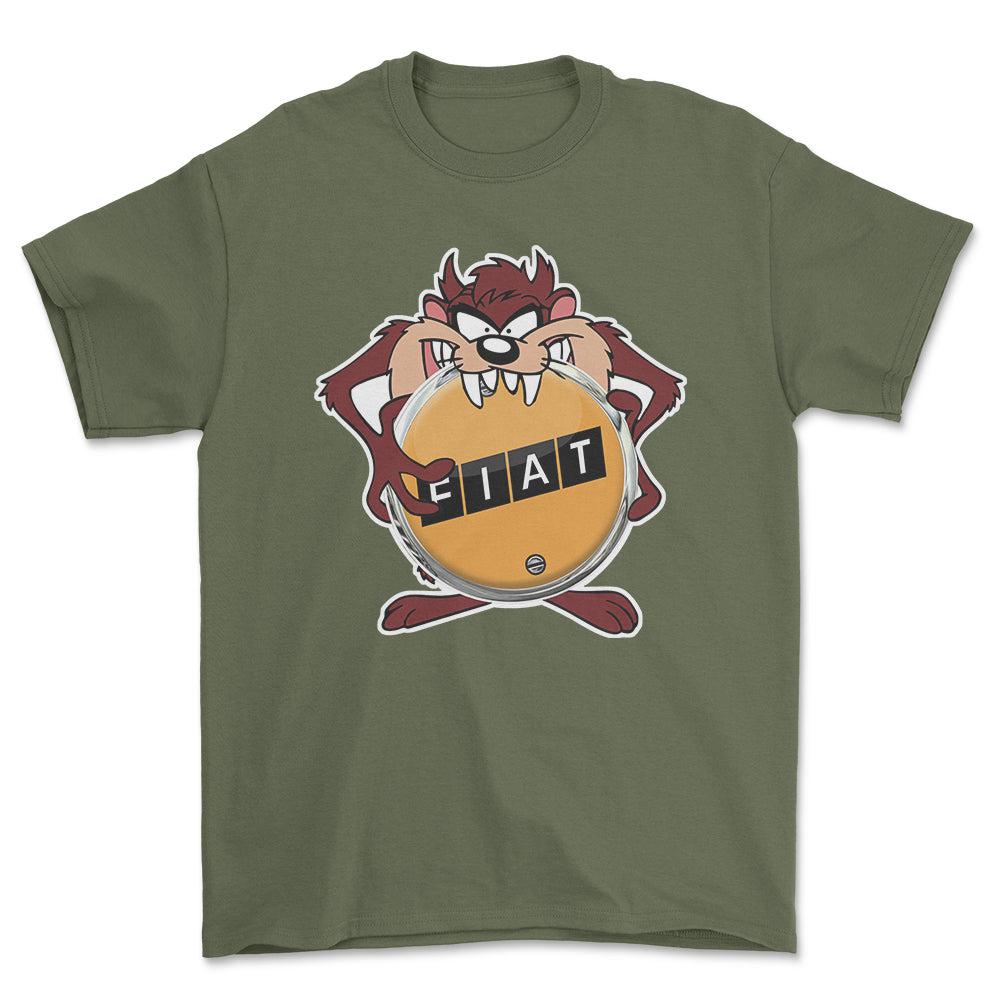 Fiat TAZ Unisex T-Shirt , Bomuld-Beklædning-Fiat-Grøn Militær-S-Forside-Garage Culture Shop- garage - man cave - merchandise