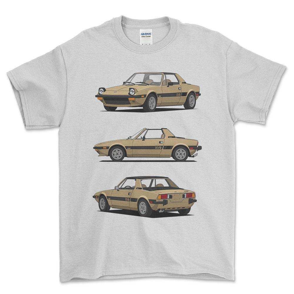 Fiat X1/9 - One Line Style Unisex T-Shirt-Beklædning-Fiat-Hvid-S-Forside-Garage Culture Shop- garage - man cave - merchandise