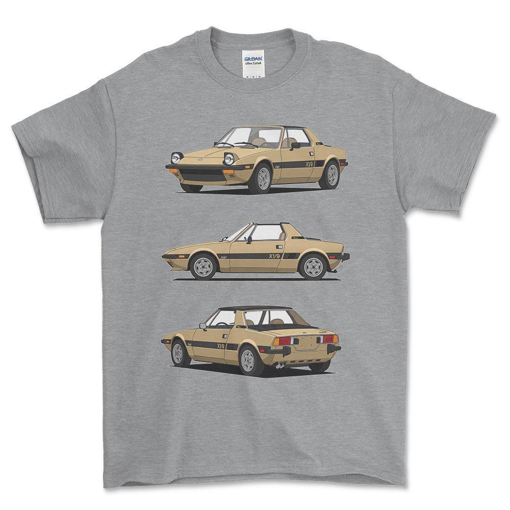 Fiat X1/9 - One Line Style Unisex T-Shirt-Beklædning-Fiat-Grå Sport-S-Forside-Garage Culture Shop- garage - man cave - merchandise