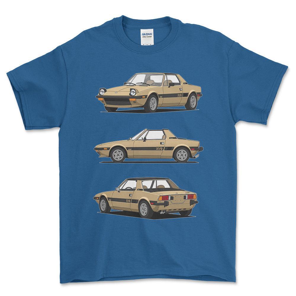 Fiat X1/9 - One Line Style Unisex T-Shirt-Beklædning-Fiat-Blå Royal-S-Forside-Garage Culture Shop- garage - man cave - merchandise