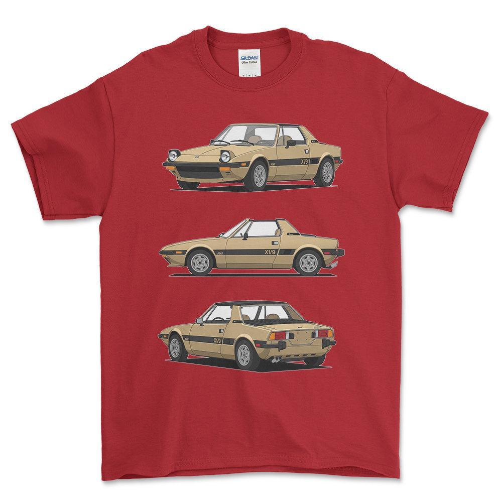 Fiat X1/9 - One Line Style Unisex T-Shirt-Beklædning-Fiat-Rød-S-Forside-Garage Culture Shop- garage - man cave - merchandise