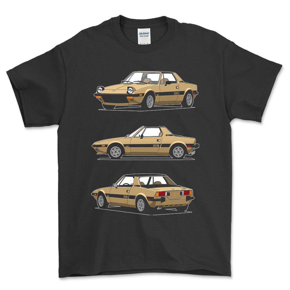 Fiat X1/9 - One Line Style Unisex T-Shirt-Beklædning-Fiat-Sort-S-Forside-Garage Culture Shop- garage - man cave - merchandise