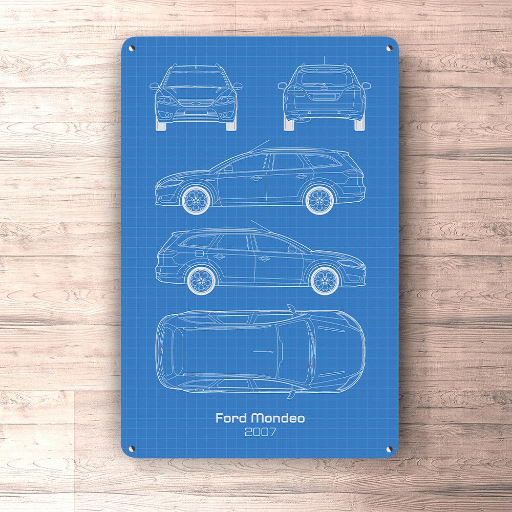 Ford Mondeo Turier 2007 Blueprint Skilte, Musemåtte, Dørmåtte-Blueprint-Ford-Garage Culture Shop- garage - man cave - merchandise