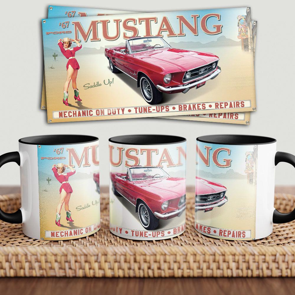 Ford Mustang 67 "To Toner" Vintage Keramisk Krus-Krus-Ford-Garage Culture Shop- garage - man cave - merchandise
