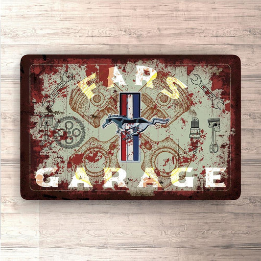 Ford Mustang Fars Garage Vintage Skilte, Musemåtte, Dørmåtte , Plakat-Skilte-Ford-Garage Culture Shop- garage - man cave - merchandise