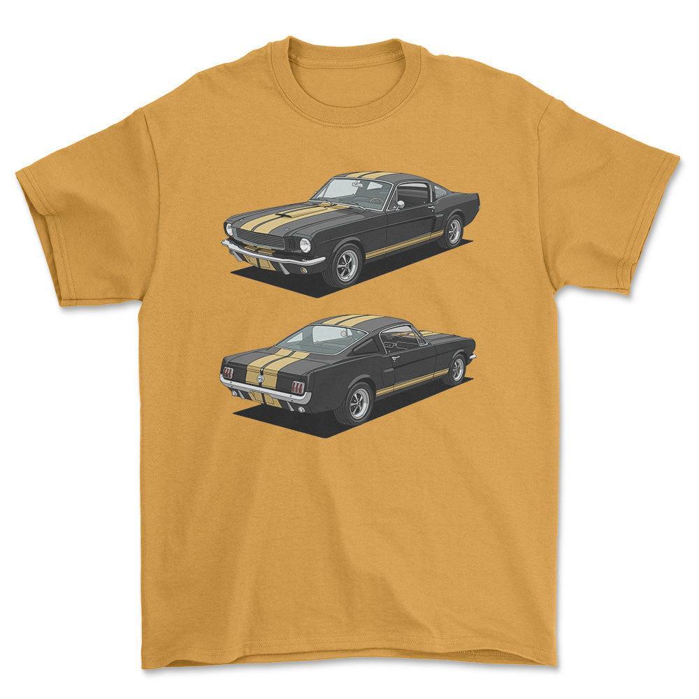 Ford Mustang Fastback Shelby GT350H Tribute 1965 - Unisex T-Shirt-Beklædning-Ford-Guld-S-Forside-Garage Culture Shop- garage - man cave - merchandise