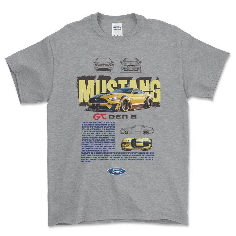 Ford Mustang GT - Unisex T-Shirt , Bomuld-Beklædning-Ford-Grå Sport-S-Forside-Garage Culture Shop- garage - man cave - merchandise