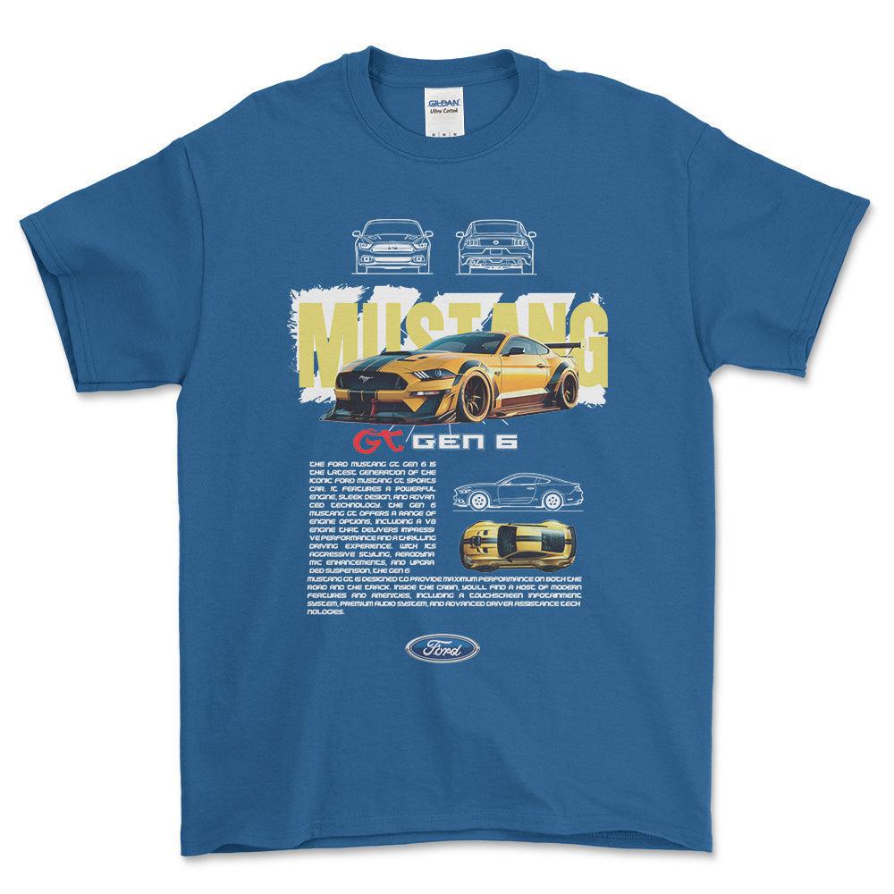 Ford Mustang GT - Unisex T-Shirt , Bomuld-Beklædning-Ford-Blå Royal-S-Forside-Garage Culture Shop- garage - man cave - merchandise