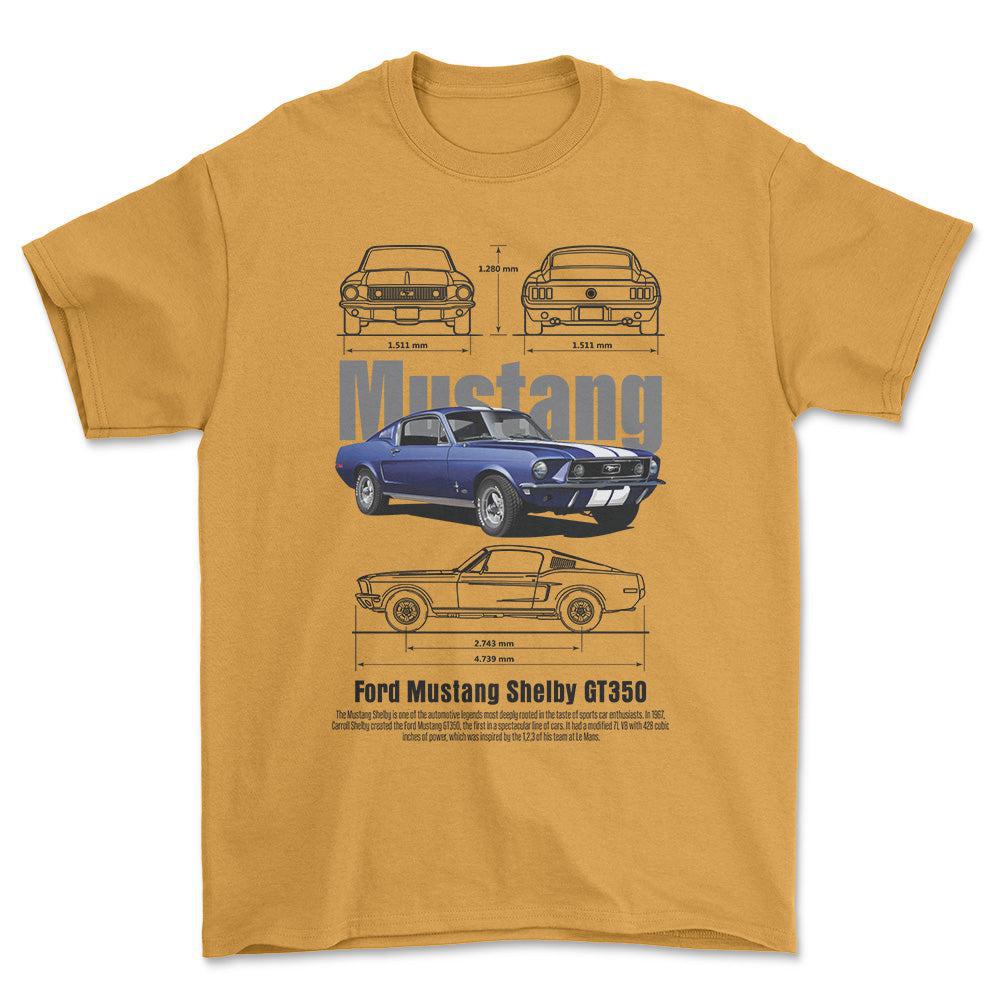 Ford Mustang GT350 - Unisex T-Shirt , Bomuld-Beklædning-Ford-Guld-S-Forside-Garage Culture Shop- garage - man cave - merchandise