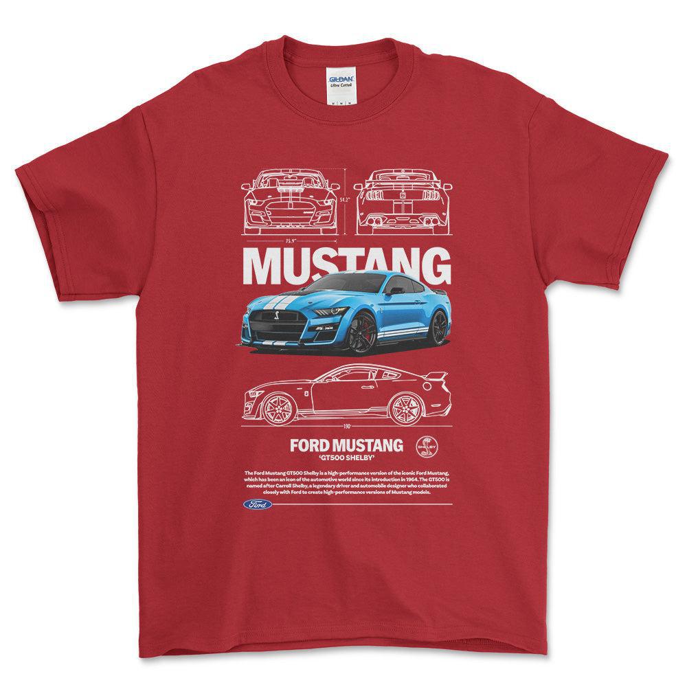 Ford Mustang GT500 - Unisex T-Shirt , Bomuld-Beklædning-Ford-Rød-S-Forside-Garage Culture Shop- garage - man cave - merchandise