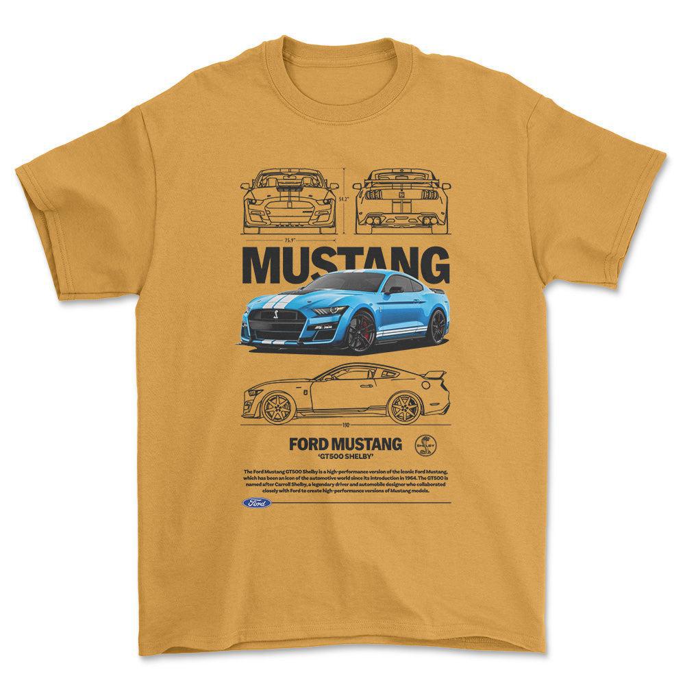 Ford Mustang GT500 - Unisex T-Shirt , Bomuld-Beklædning-Ford-Guld-S-Forside-Garage Culture Shop- garage - man cave - merchandise