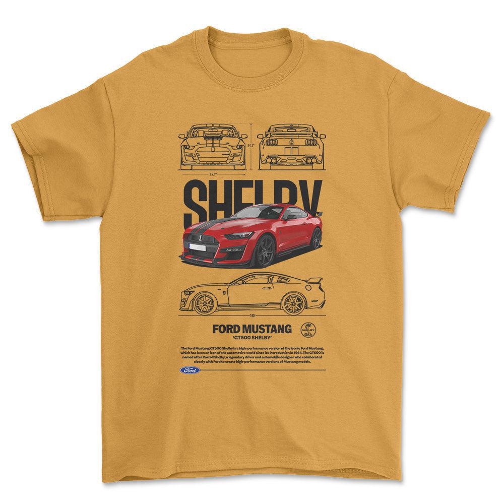 Ford Mustang GT500 - Unisex T-Shirt , Bomuld-Beklædning-Ford-Guld-S-Forside-Garage Culture Shop- garage - man cave - merchandise