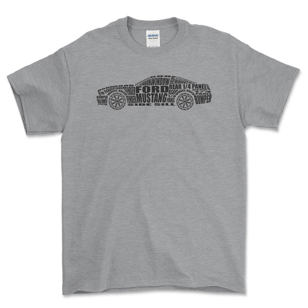 Ford Mustang Unisex T-Shirt , Bomuld-Beklædning-Ford-Grå Sport-S-Forside-Garage Culture Shop- garage - man cave - merchandise