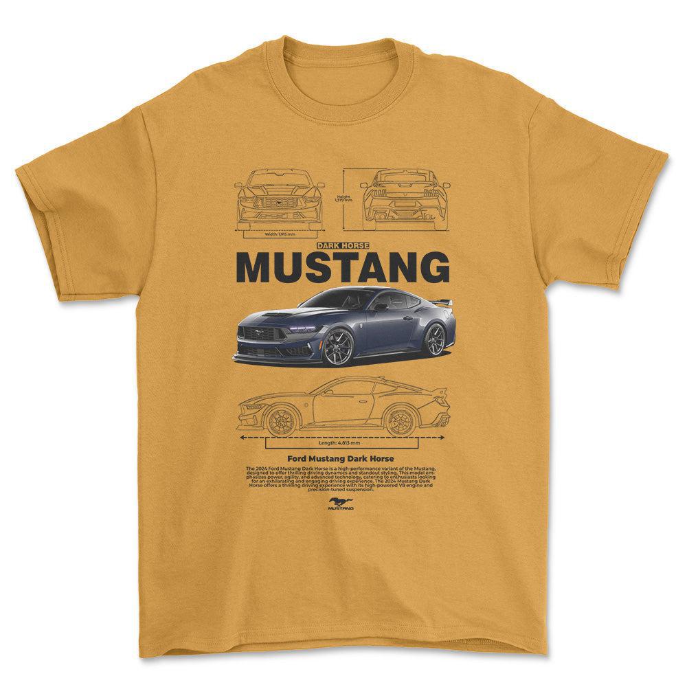 Ford Mustang dark Horse - Unisex T-Shirt , Bomuld-Beklædning-Ford-Guld-S-Forside-Garage Culture Shop- garage - man cave - merchandise