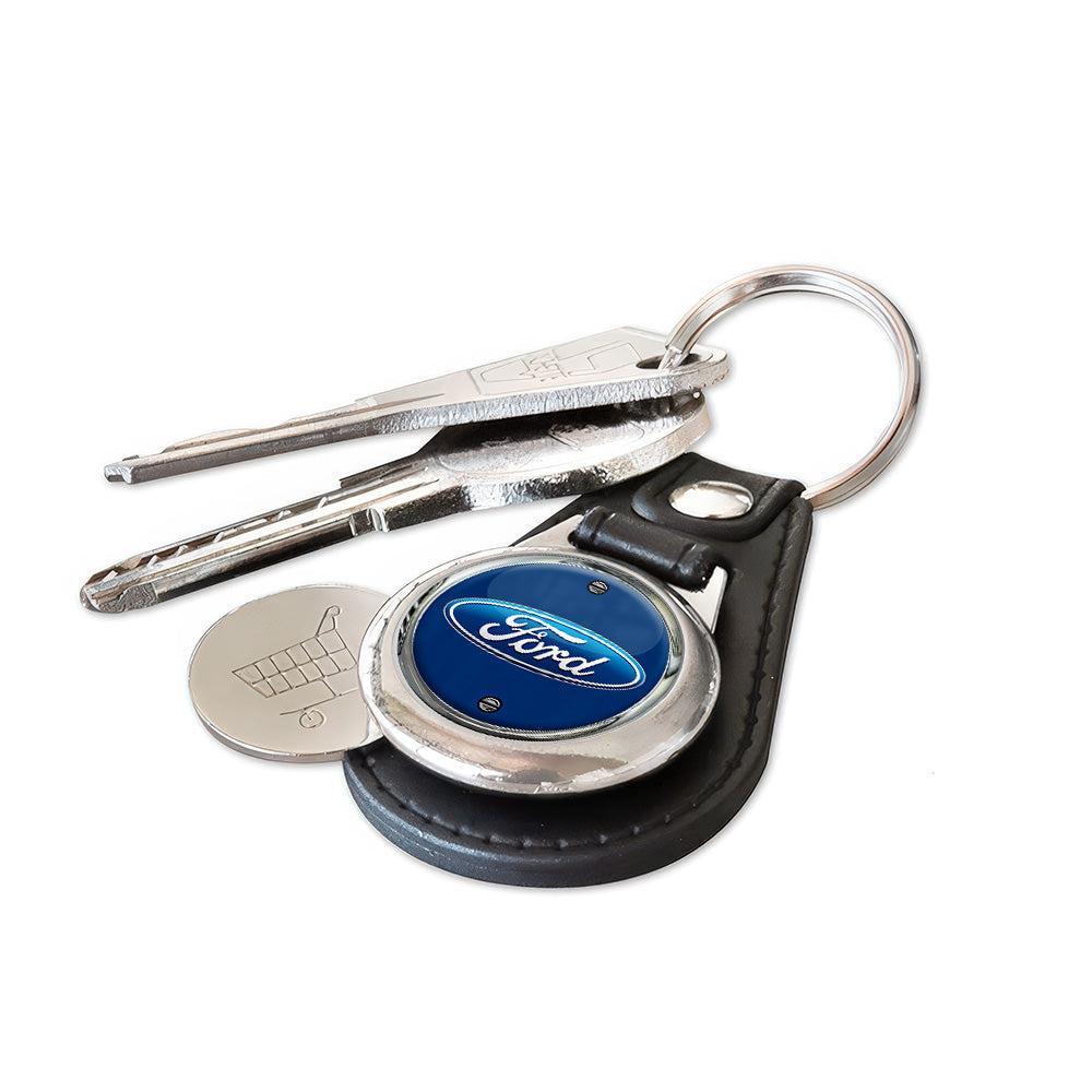 Ford - Nøglering med Indkøbsvognsmønt – Metal & Kunstlæder-Nøglering-Ford-Garage Culture Shop- garage - man cave - merchandise