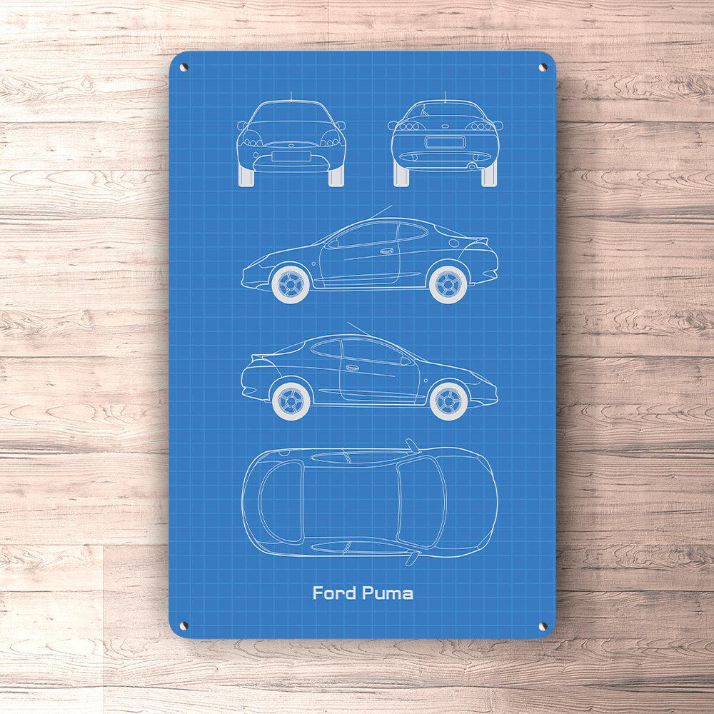 Ford Puma Blueprint Skilte, Musemåtte, Dørmåtte-Blueprint-Ford-Garage Culture Shop- garage - man cave - merchandise
