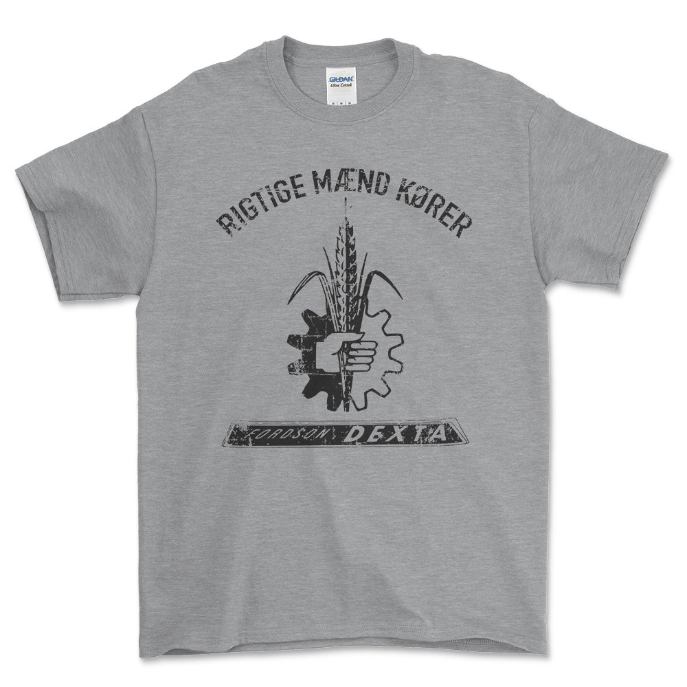 Fordson - Rigtige Mænd Kører Fordson Dexta Unisex T-Shirt , Bomuld-Beklædning-Fordson-Grå Sport-S-Forside-Garage Culture Shop- garage - man cave - merchandise