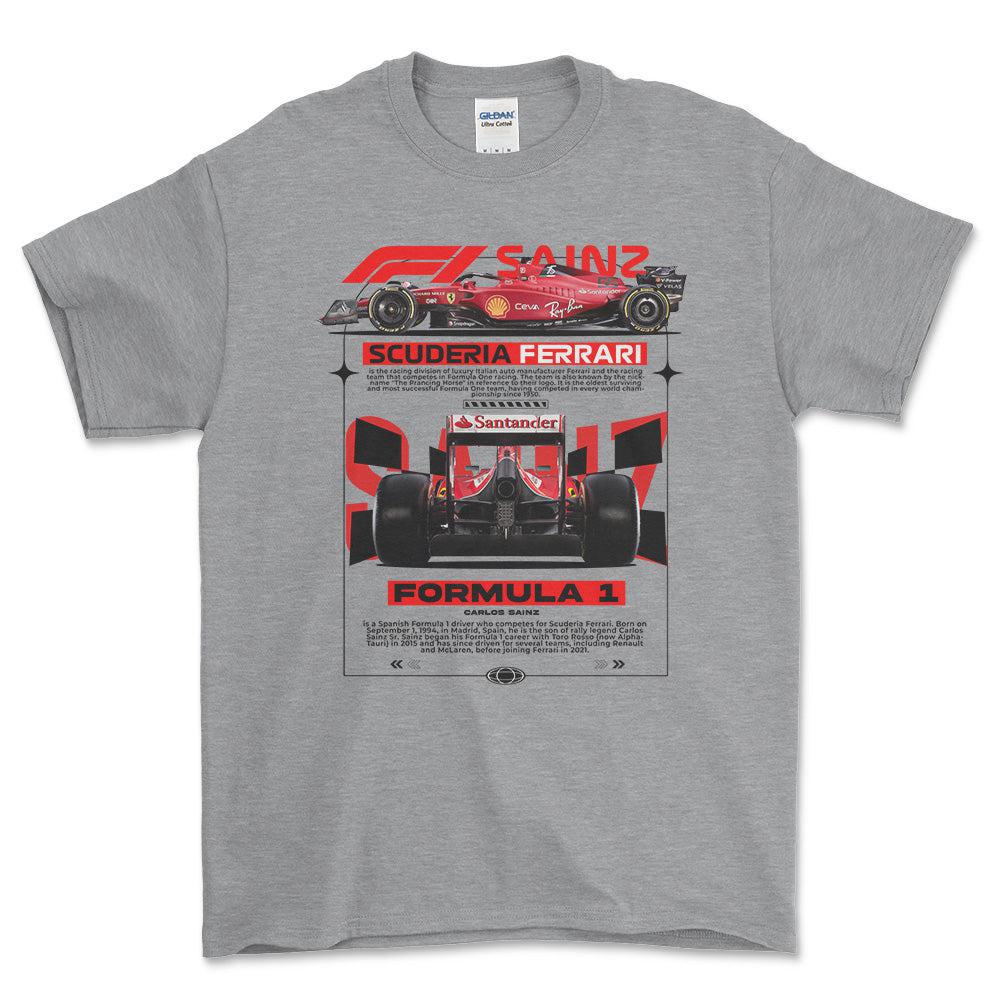 Formula 1 Carlos Sainz - Unisex T-Shirt , Bomuld-Beklædning-Formula 1-Grå Sport-S-Forside-Garage Culture Shop- garage - man cave - merchandise