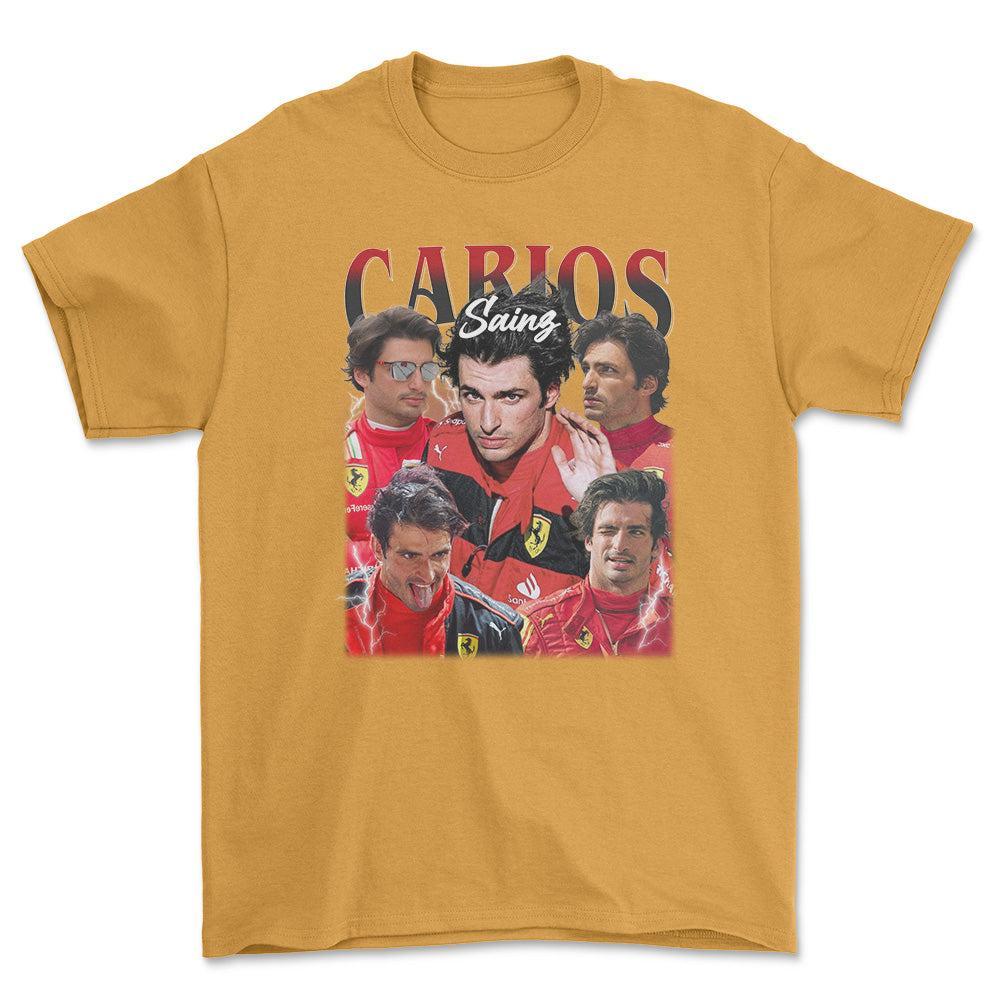 Formula 1 Carlos Sainz - Unisex T-Shirt , Bomuld-Beklædning-Formula 1-Guld-S-Forside-Garage Culture Shop- garage - man cave - merchandise