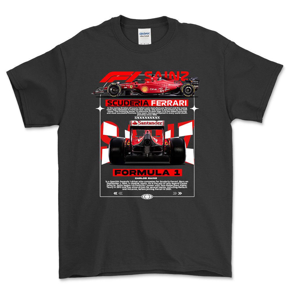 Formula 1 Carlos Sainz - Unisex T-Shirt , Bomuld-Beklædning-Formula 1-Sort-S-Forside-Garage Culture Shop- garage - man cave - merchandise