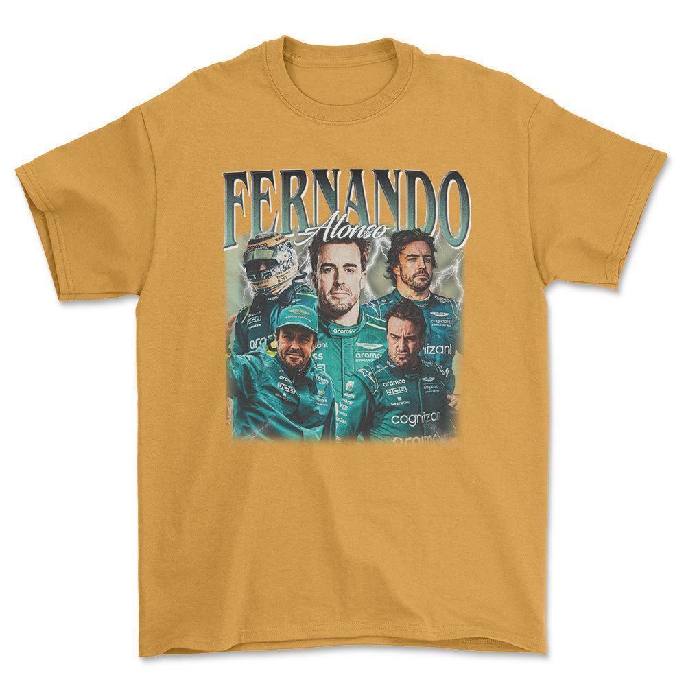 Formula 1 Fernardo Alonso - Unisex T-Shirt , Bomuld-Beklædning-Formula 1-Guld-S-Forside-Garage Culture Shop- garage - man cave - merchandise