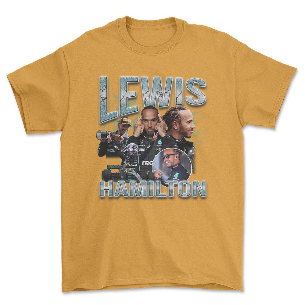 Formula 1 Lewis Hamilton - Unisex T-Shirt , Bomuld-Beklædning-Formula 1-Guld-S-Forside-Garage Culture Shop- garage - man cave - merchandise