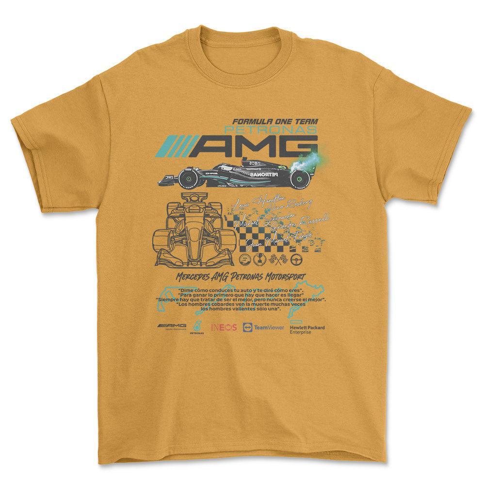 Formula 1 Mercedes AMG Petronas - Unisex T-Shirt , Bomuld-Beklædning-Formula 1-Guld-S-Forside-Garage Culture Shop- garage - man cave - merchandise
