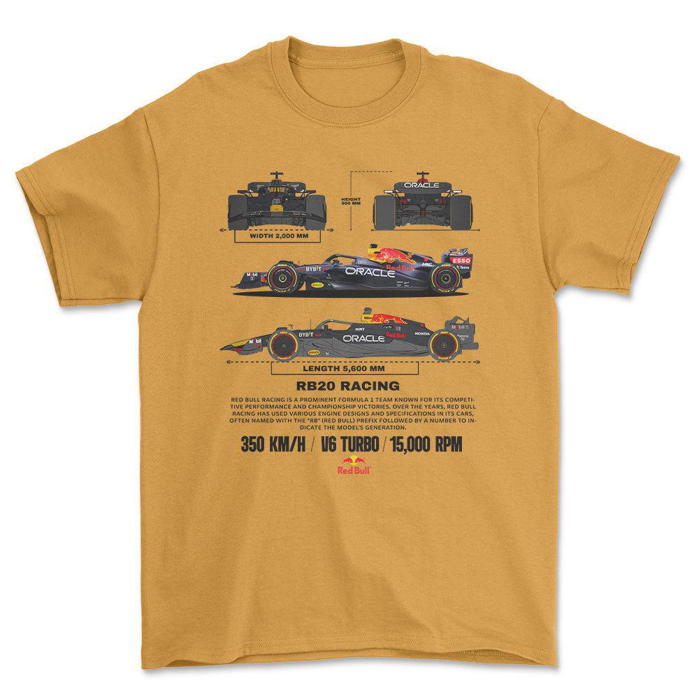 Formula 1 RB20 Racing - Unisex T-Shirt , Bomuld-Beklædning-Formula 1-Guld-S-Forside-Garage Culture Shop- garage - man cave - merchandise