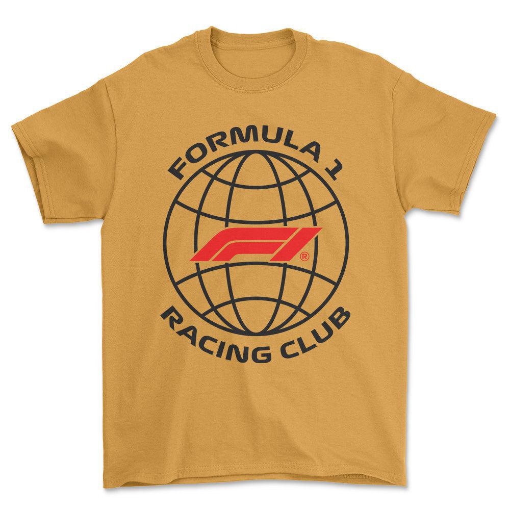 Formula 1 Racing Club - Unisex T-Shirt , Bomuld-Beklædning-Formula 1-Guld-S-Forside-Garage Culture Shop- garage - man cave - merchandise