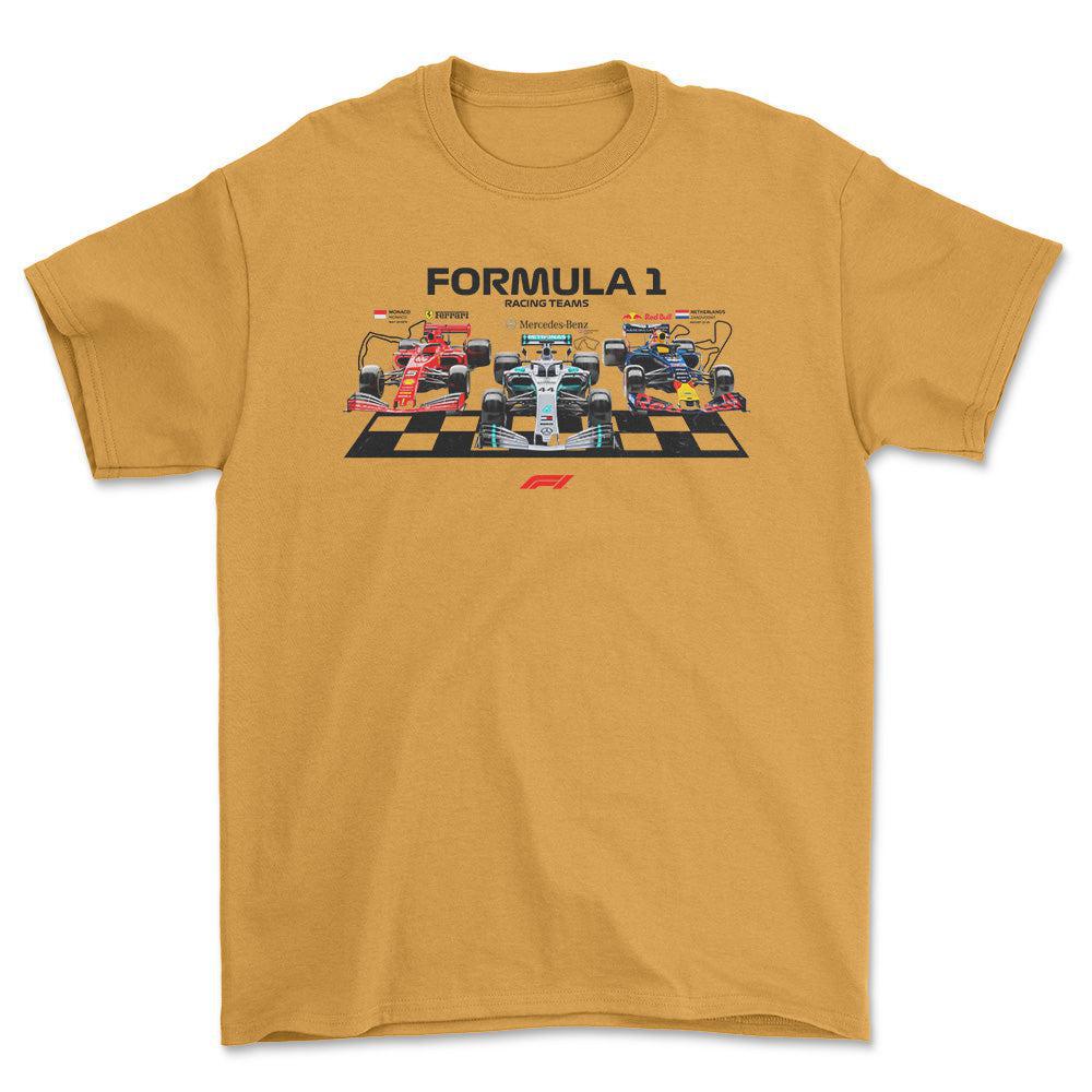 Formula 1 Racing Teams - Unisex T-Shirt , Bomuld-Beklædning-Formula 1-Guld-S-Forside-Garage Culture Shop- garage - man cave - merchandise