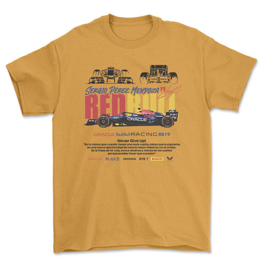 Formula 1 Red Bull Sergio Perez Mendoza - Unisex T-Shirt , Bomuld-Beklædning-Formula 1-Guld-S-Forside-Garage Culture Shop- garage - man cave - merchandise