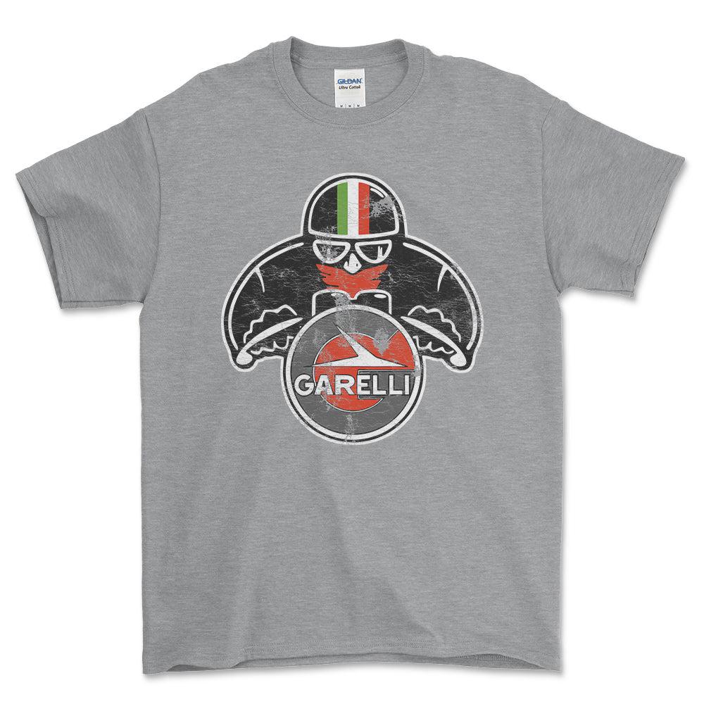 Garelli Biker Vintage Style Unisex T-Shirt , Bomuld-Beklædning-Garelli-Grå Sport-S-Forside-Garage Culture Shop- garage - man cave - merchandise
