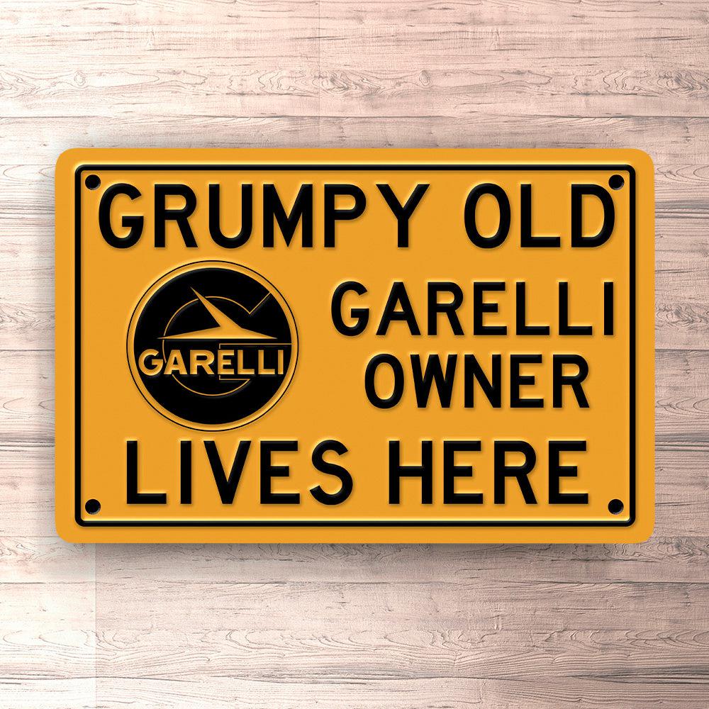 Garelli Grumpy Old Garelli Owner Lives Here Skilte, Musemåtte, Dørmåtte-Skilte-Garelli-Garage Culture Shop- garage - man cave - merchandise