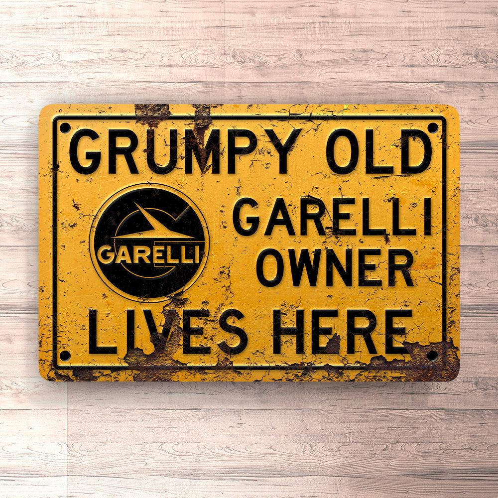 Garelli Grumpy Old Garelli Owner Lives Here Skilte, Musemåtte, Dørmåtte-Skilte-Garelli-Garage Culture Shop- garage - man cave - merchandise