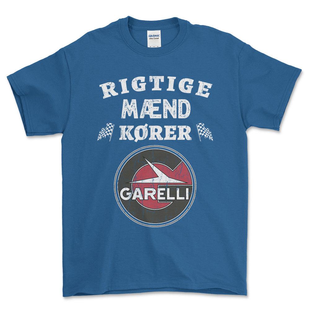 Garelli Rigtige Mænd Kører - Unisex T-Shirt , Bomuld-Beklædning-Garelli-Blå Royal-S-Forside-Garage Culture Shop- garage - man cave - merchandise