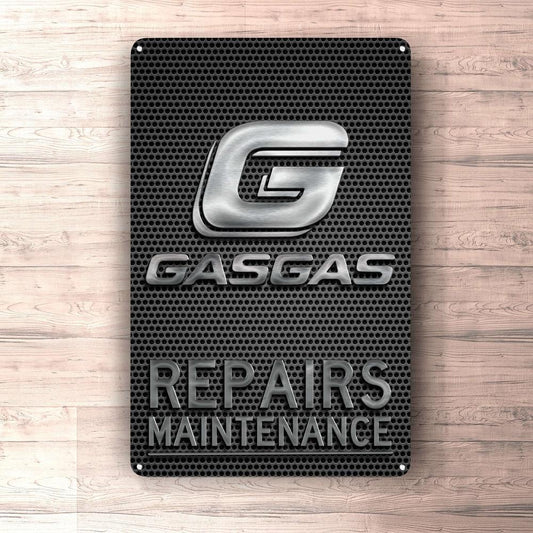 Gasgas Repairs Maintenance Skilte, Musemåtte, Dørmåtte , Plakat-Skilte-Gasgas-Garage Culture Shop- garage - man cave - merchandise